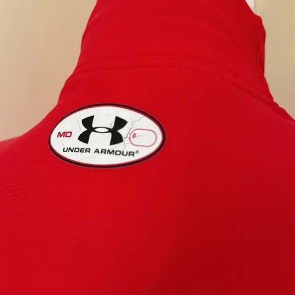 Under Armour Women's Long Sleeve Mock Neck Top - Vibrant Red - Medium - Picture 5 of 12
